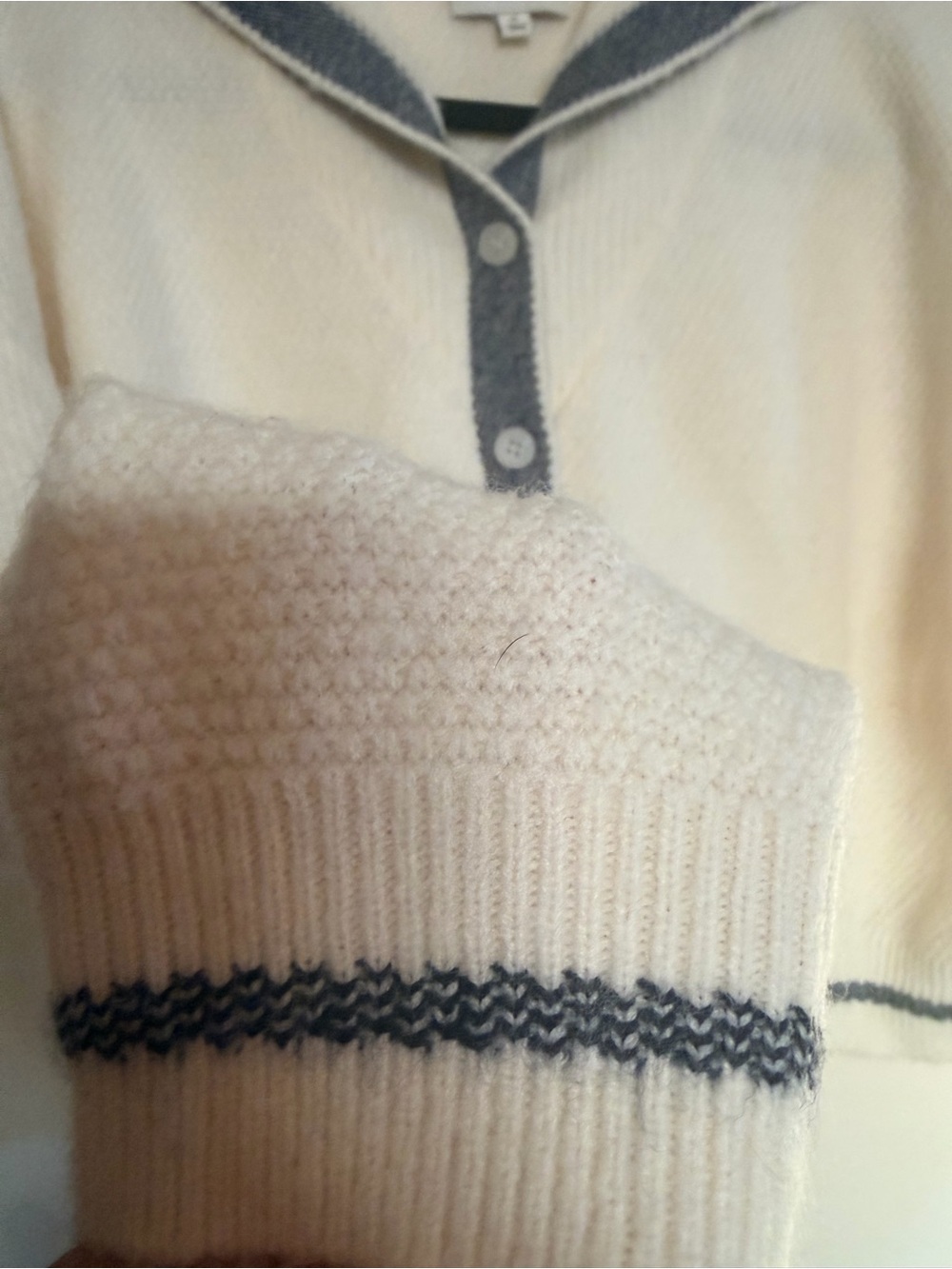 Miou Muse Cream Sailor-Collar Knit Cardigan Sweater - Picture 5 of 11